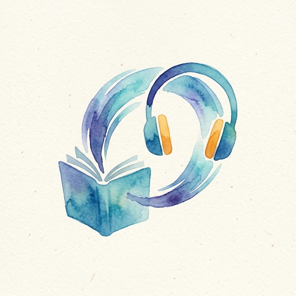 Watercolor book morphing into headphones