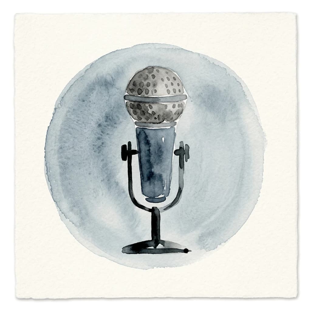 Watercolor studio microphone for audiobook production services
